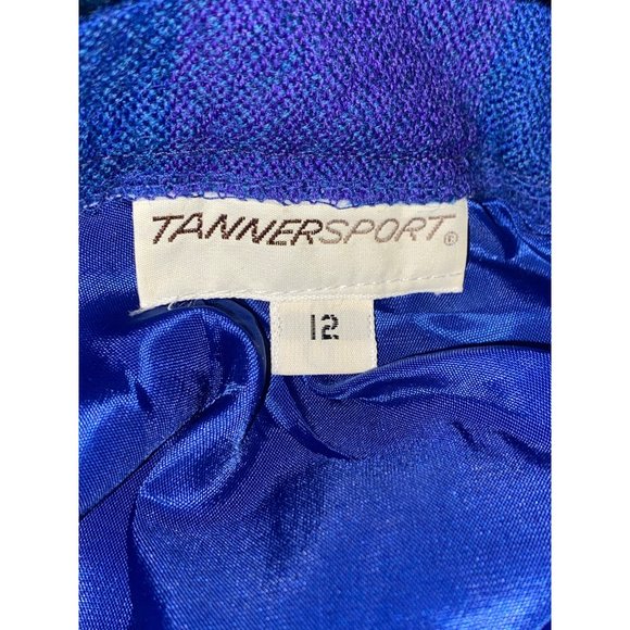 Women's Vintage Tanner Sport Blue Green Plaid Wool Zip Pencil Skirt Size 12 - Picture 9 of 12